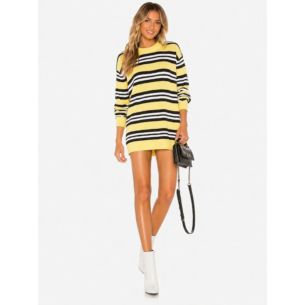 Tularosa Revolve Striped Oversized Boyfriend‎ Vintage Style Sweater Yellow XS